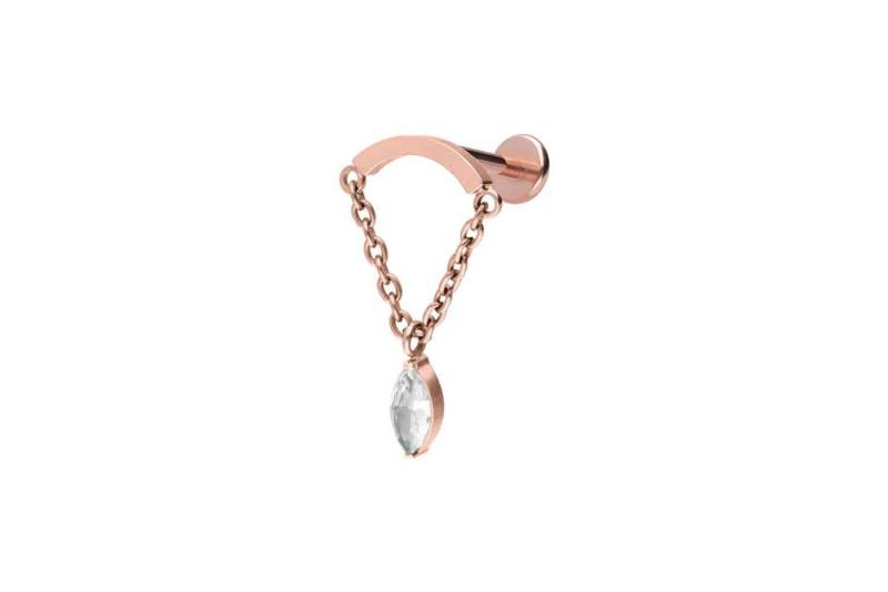PIERCINGLINE Piercing-Set Titan Labret mit Innengewinde BOGEN + KETTE + KRISTALLTROPFEN (Labrets / 1 Stk) von PIERCINGLINE