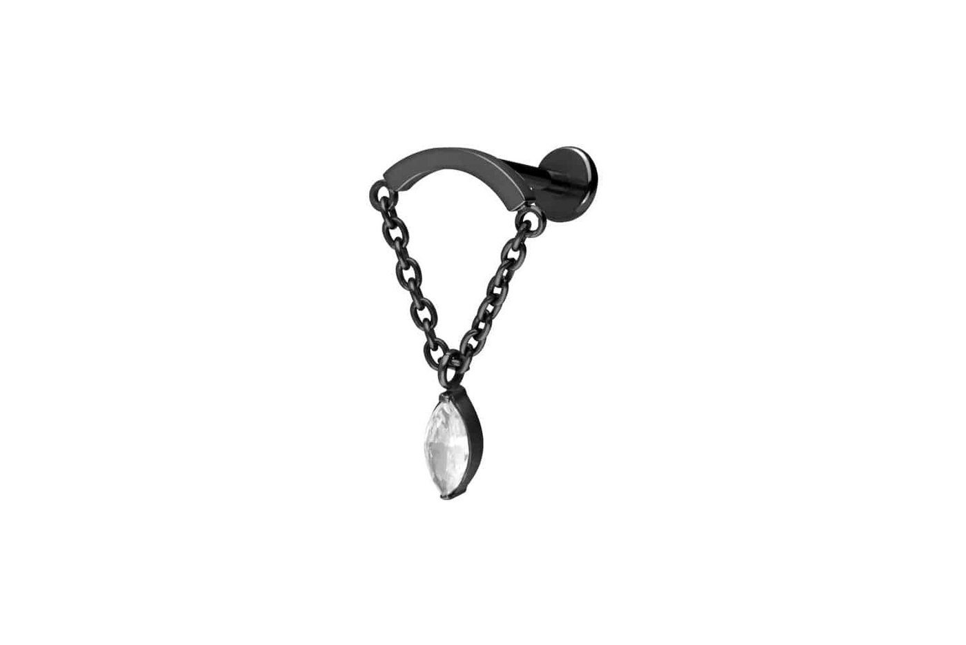 PIERCINGLINE Piercing-Set Titan Labret mit Innengewinde BOGEN + KETTE + KRISTALLTROPFEN (Labrets / 1 Stk) von PIERCINGLINE