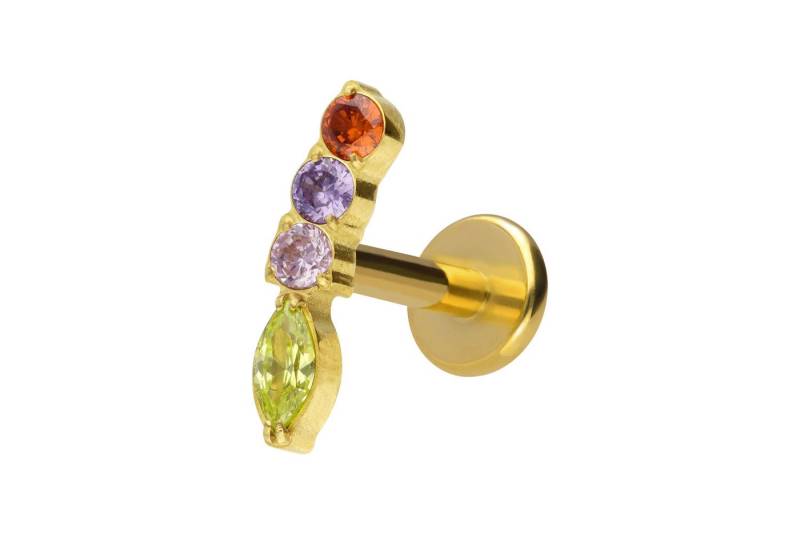 PIERCINGLINE Piercing-Set Titan Labret mit Innengewinde BUNTER KRISTALLBOGEN (Labrets / 1 Stk) von PIERCINGLINE