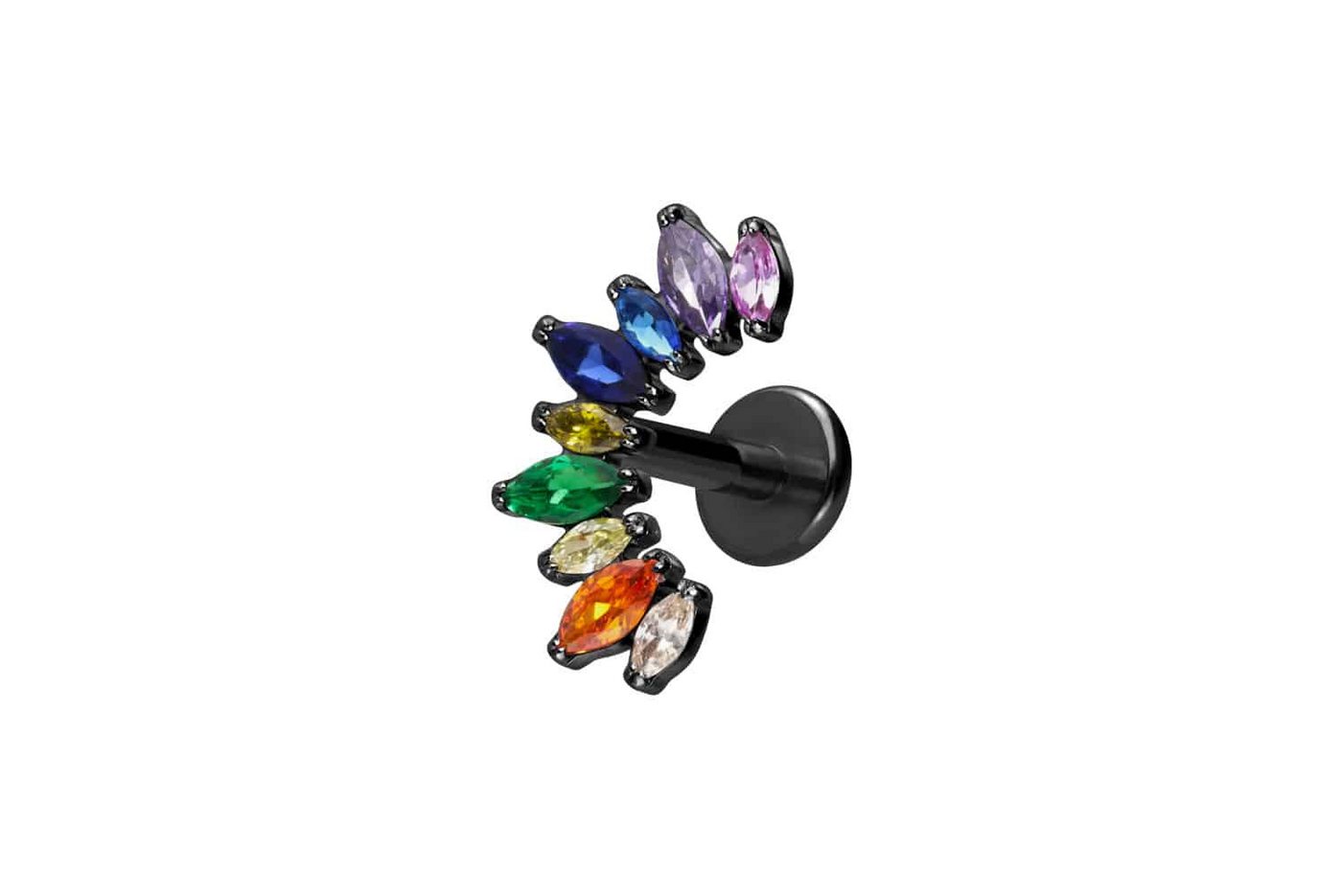 PIERCINGLINE Piercing-Set Titan Labret mit Innengewinde BUNTER KRISTALLBOGEN (Labrets / 1 Stk) von PIERCINGLINE