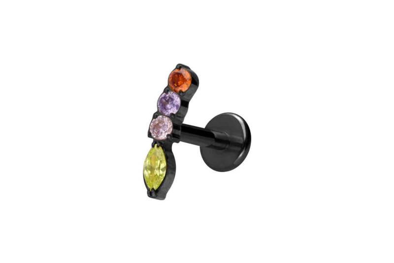 PIERCINGLINE Piercing-Set Titan Labret mit Innengewinde BUNTER KRISTALLBOGEN (Labrets / 1 Stk) von PIERCINGLINE