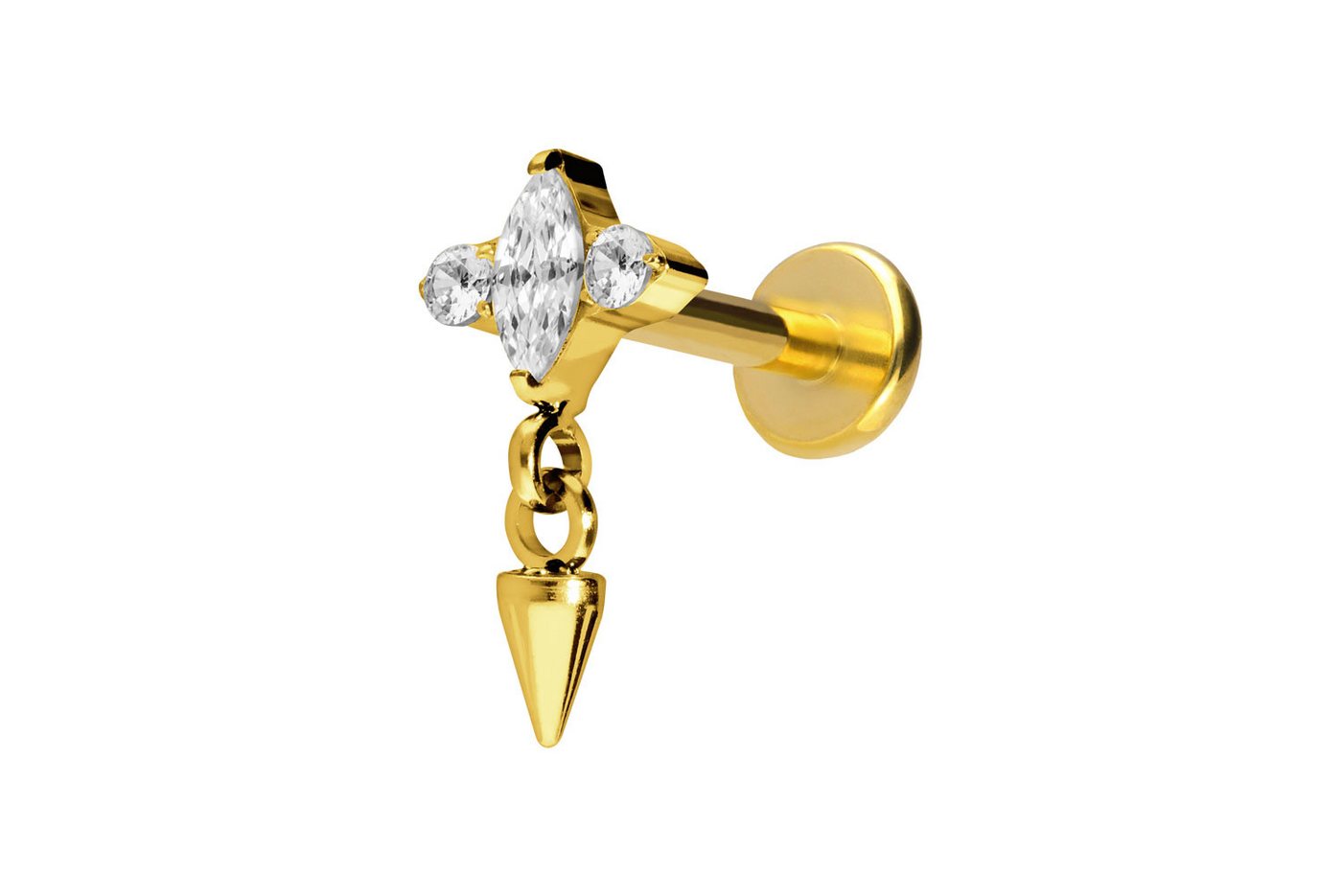 PIERCINGLINE Piercing-Set Titan Labret mit Innengewinde EINGEFASSTE KRISTALLE + SPITZE (Labrets / 1 Stk) von PIERCINGLINE