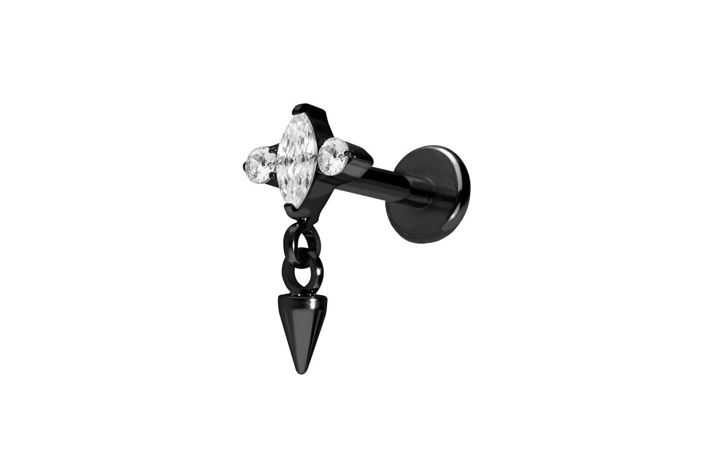 PIERCINGLINE Piercing-Set Titan Labret mit Innengewinde EINGEFASSTE KRISTALLE + SPITZE (Labrets / 1 Stk) von PIERCINGLINE