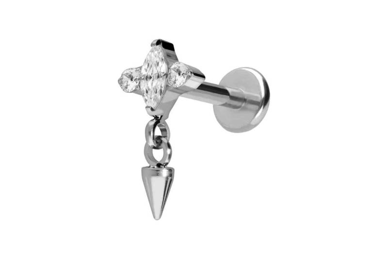 PIERCINGLINE Piercing-Set Titan Labret mit Innengewinde EINGEFASSTE KRISTALLE + SPITZE (Labrets / 1 Stk) von PIERCINGLINE