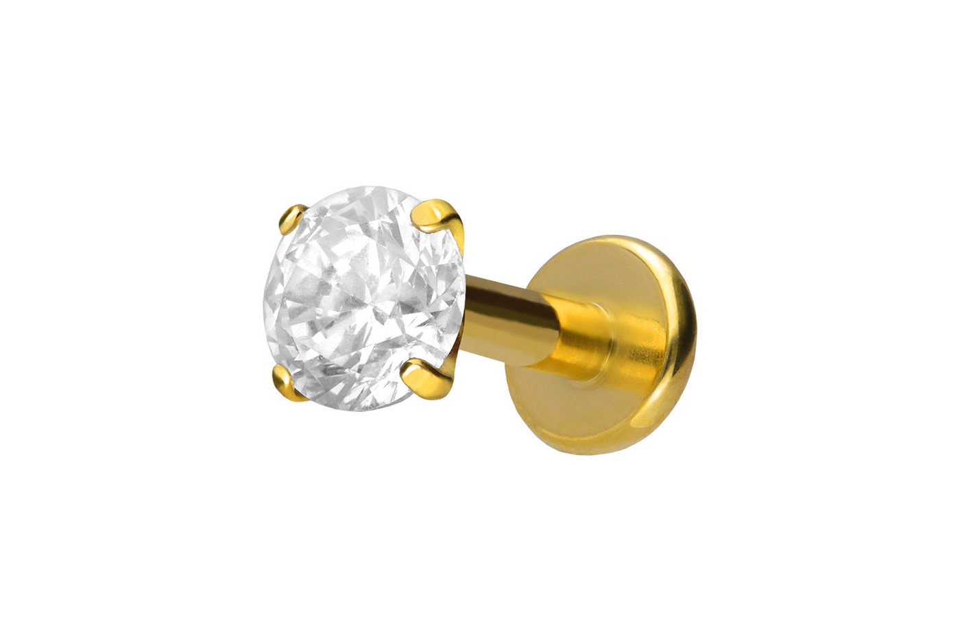 PIERCINGLINE Piercing-Set Titan Labret mit Innengewinde EINGEFASSTER KRISTALL (Labrets / 1 Stk) von PIERCINGLINE