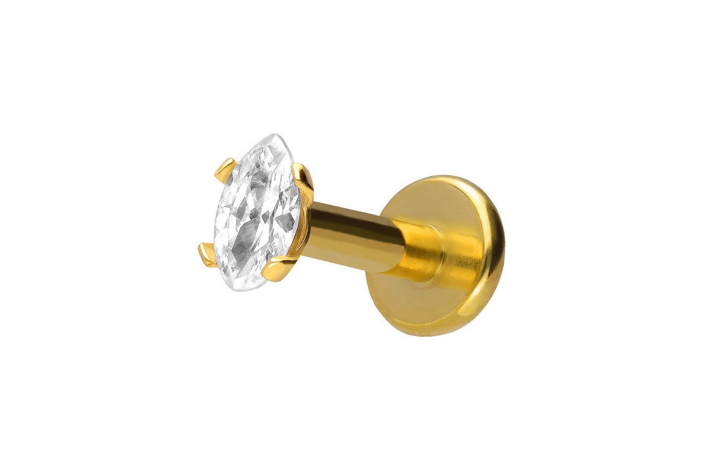 PIERCINGLINE Piercing-Set Titan Labret mit Innengewinde EINGEFASSTER KRISTALLTROPFEN (Labrets / 1 Stk) von PIERCINGLINE
