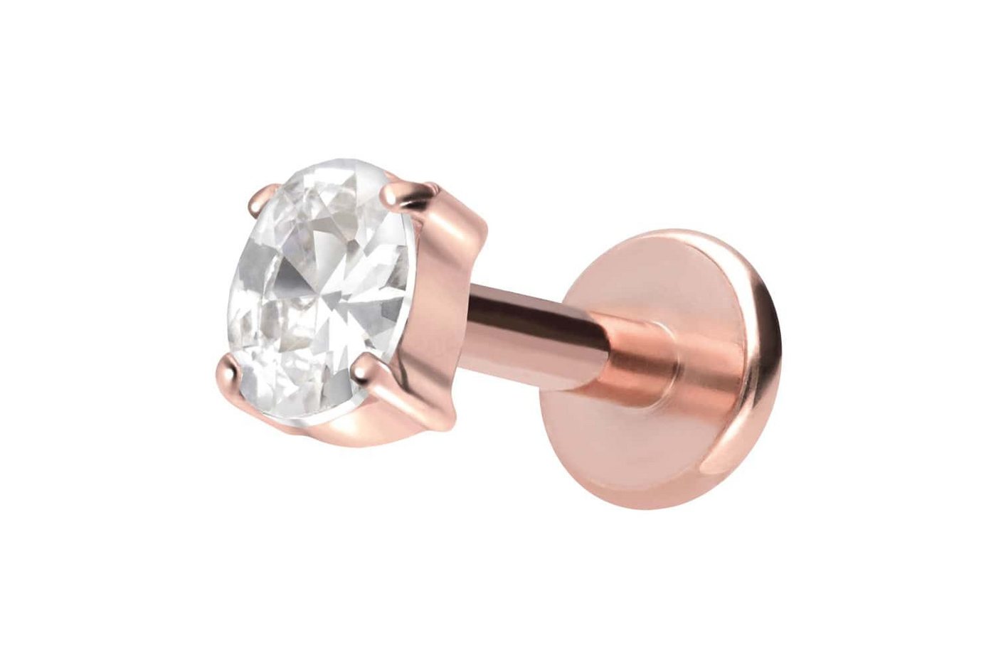 PIERCINGLINE Piercing-Set Titan Labret mit Innengewinde EINGEFASSTES KRISTALLOVAL (Labrets / 1 Stk) von PIERCINGLINE
