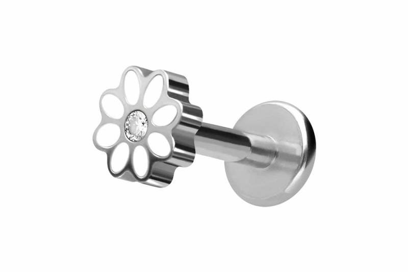 PIERCINGLINE Piercing-Set Titan Labret mit Innengewinde GÄNSEBLÜMCHEN + KRISTALL (Labrets / 1 Stk) von PIERCINGLINE