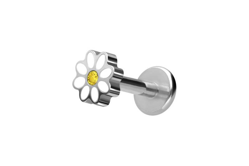 PIERCINGLINE Piercing-Set (Labrets, Titan Labret mit Innengewinde GÄNSEBLÜMCHEN + KRISTALL) von PIERCINGLINE