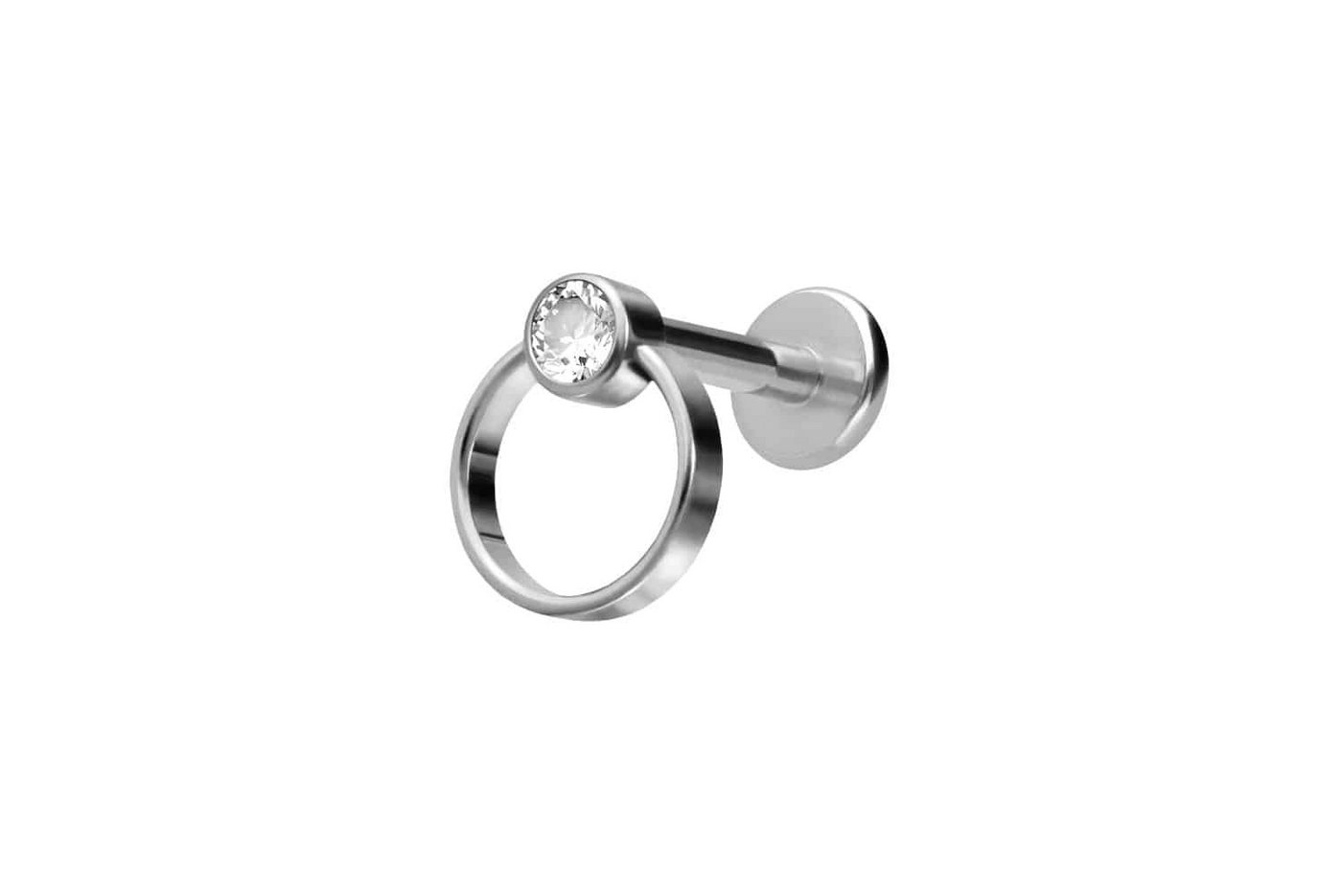 PIERCINGLINE Piercing-Set Titan Labret mit Innengewinde KLEMMKUGELRING + KRISTALL (Labrets / 1 Stk) von PIERCINGLINE