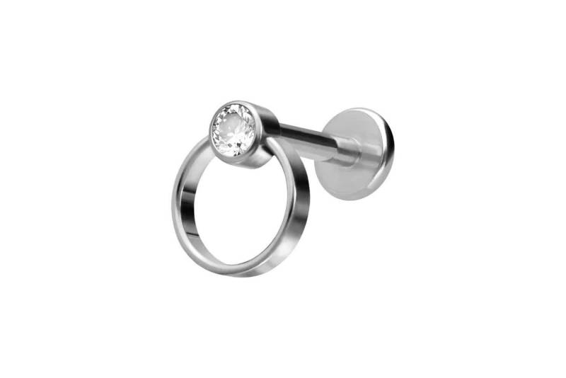 PIERCINGLINE Piercing-Set Titan Labret mit Innengewinde KLEMMKUGELRING + KRISTALL (Labrets / 1 Stk) von PIERCINGLINE