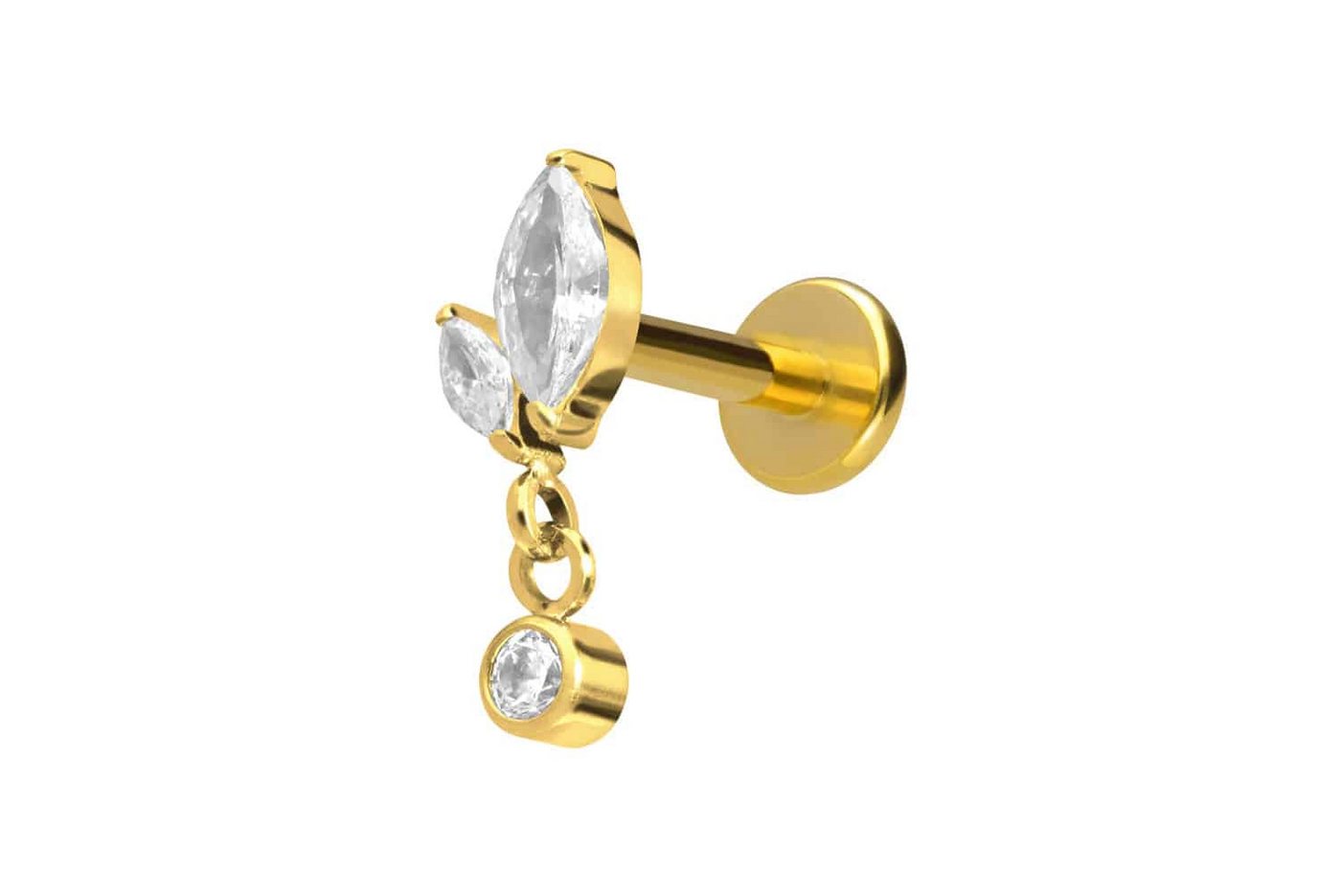 PIERCINGLINE Piercing-Set Titan Labret mit Innengewinde KNOSPE + KRISTALL (Labrets / 1 Stk) von PIERCINGLINE