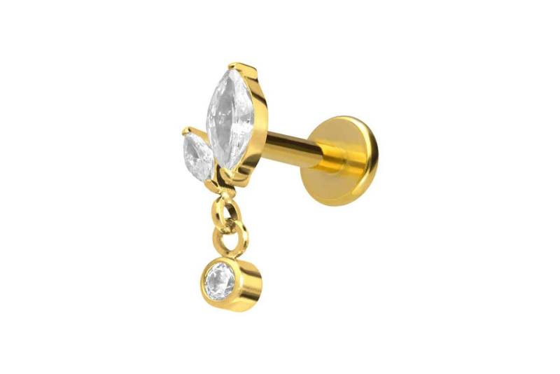 PIERCINGLINE Piercing-Set Titan Labret mit Innengewinde KNOSPE + KRISTALL (Labrets / 1 Stk) von PIERCINGLINE