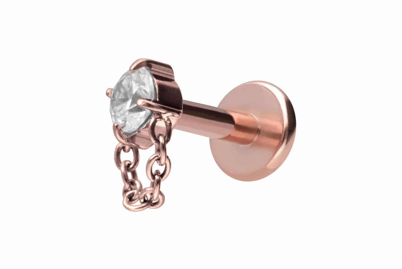 PIERCINGLINE Piercing-Set Titan Labret mit Innengewinde KRISTALL + KETTE (Labrets / 1 Stk) von PIERCINGLINE