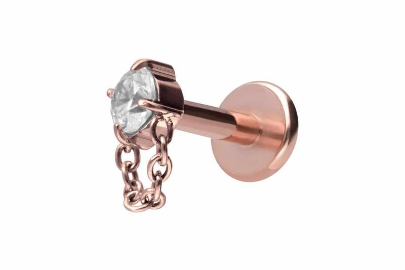 PIERCINGLINE Piercing-Set Titan Labret mit Innengewinde KRISTALL + KETTE (Labrets / 1 Stk) von PIERCINGLINE