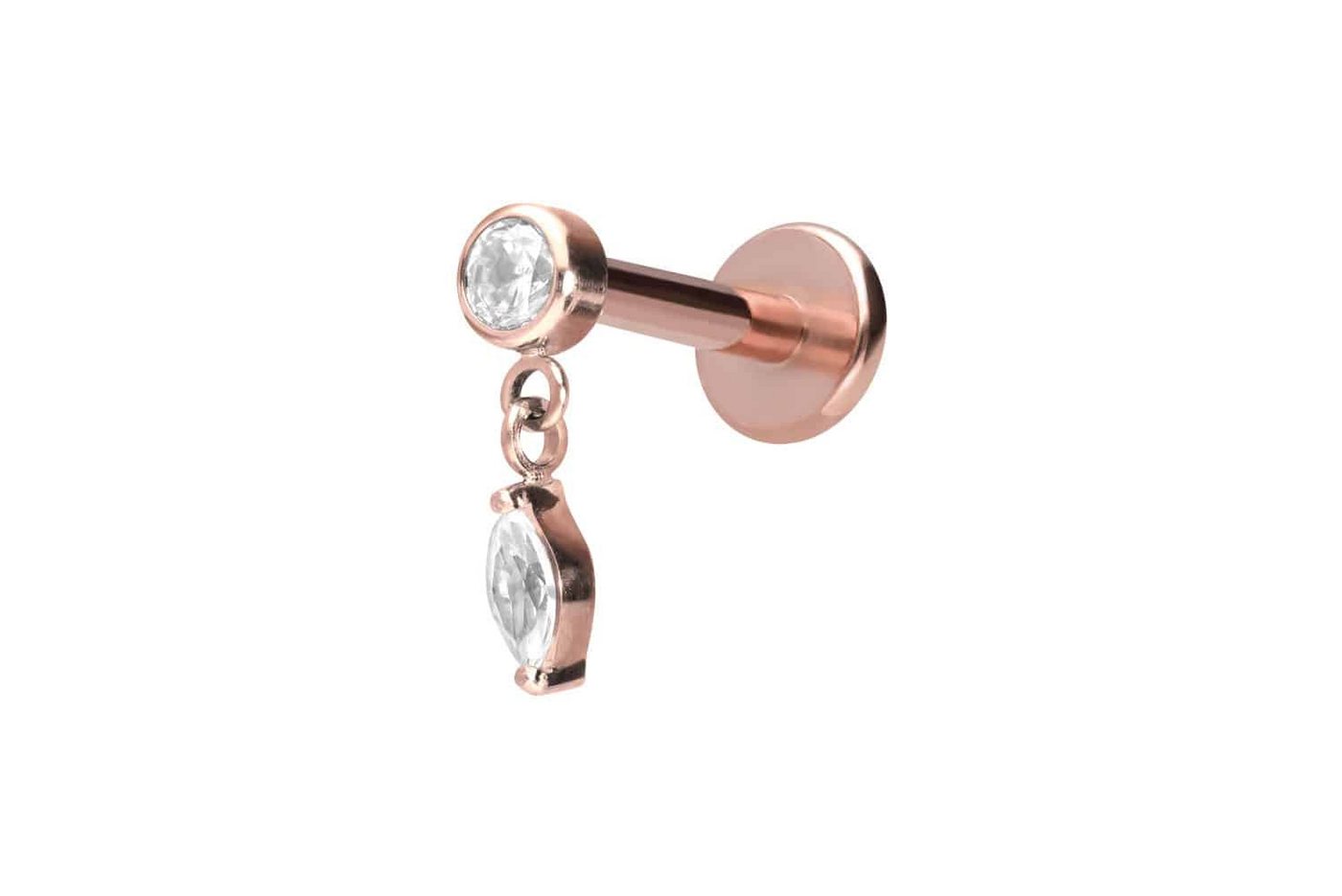 PIERCINGLINE Piercing-Set Titan Labret mit Innengewinde KRISTALL + KRISTALLTROPFEN (Labrets / 1 Stk) von PIERCINGLINE