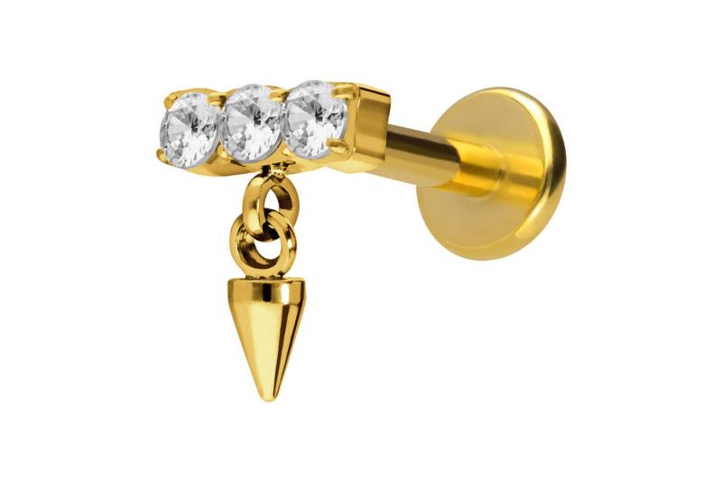 PIERCINGLINE Piercing-Set Titan Labret mit Innengewinde KRISTALLBALKEN + SPITZE (Labrets / 1 Stk) von PIERCINGLINE