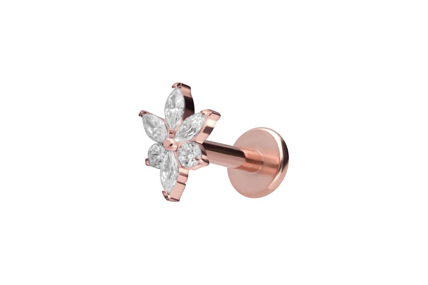 PIERCINGLINE Piercing-Set Titan Labret mit Innengewinde KRISTALLBLUME (Labrets / 1 Stk) von PIERCINGLINE