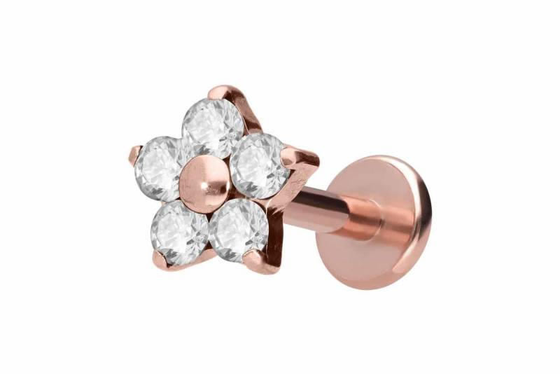 PIERCINGLINE Piercing-Set Titan Labret mit Innengewinde KRISTALLBLUME (Labrets / 1 Stk) von PIERCINGLINE