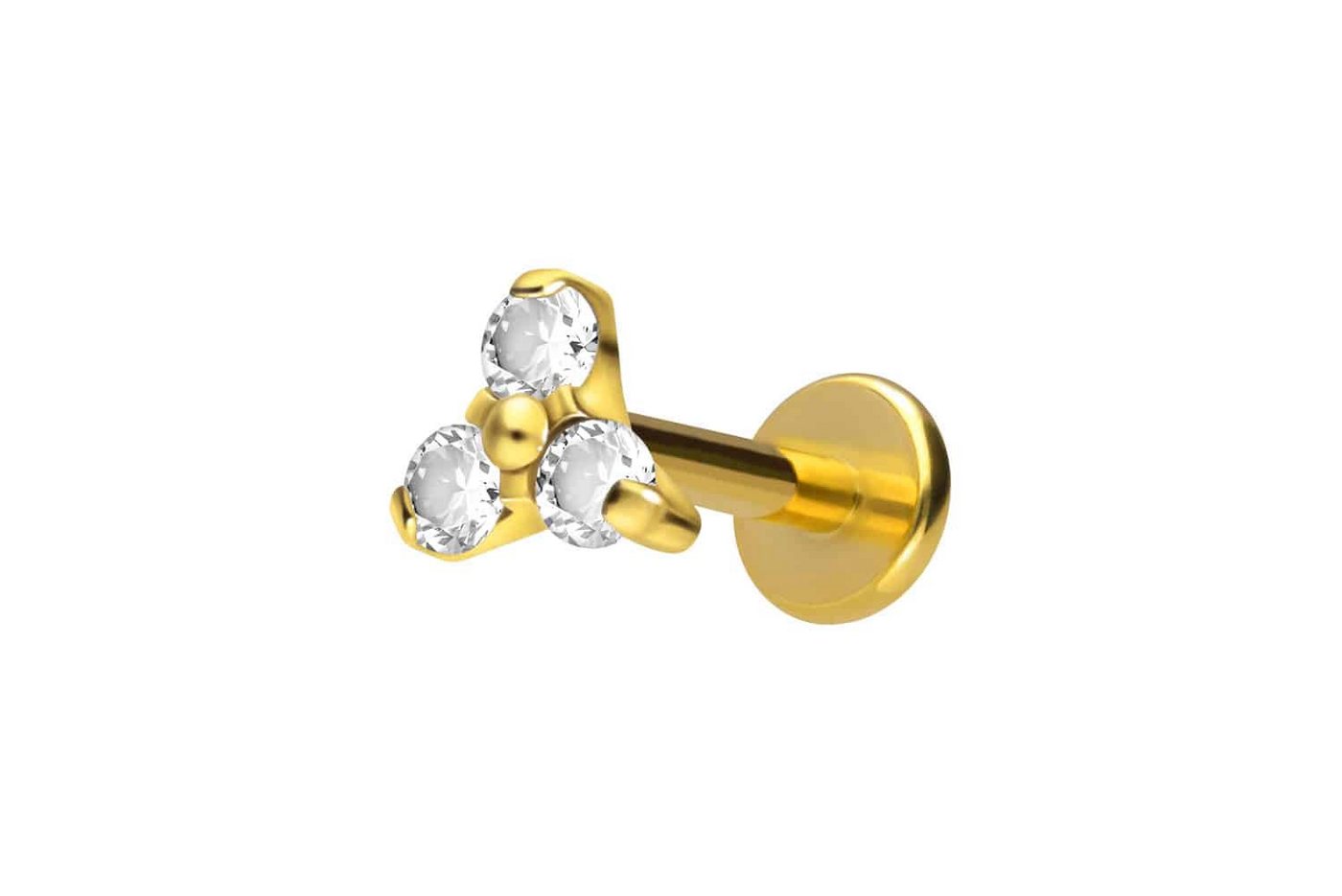 PIERCINGLINE Piercing-Set Titan Labret mit Innengewinde KRISTALLBLUME (Labrets / 1 Stk) von PIERCINGLINE