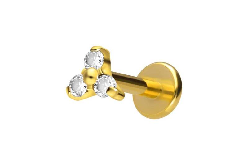 PIERCINGLINE Piercing-Set Titan Labret mit Innengewinde KRISTALLBLUME (Labrets / 1 Stk) von PIERCINGLINE