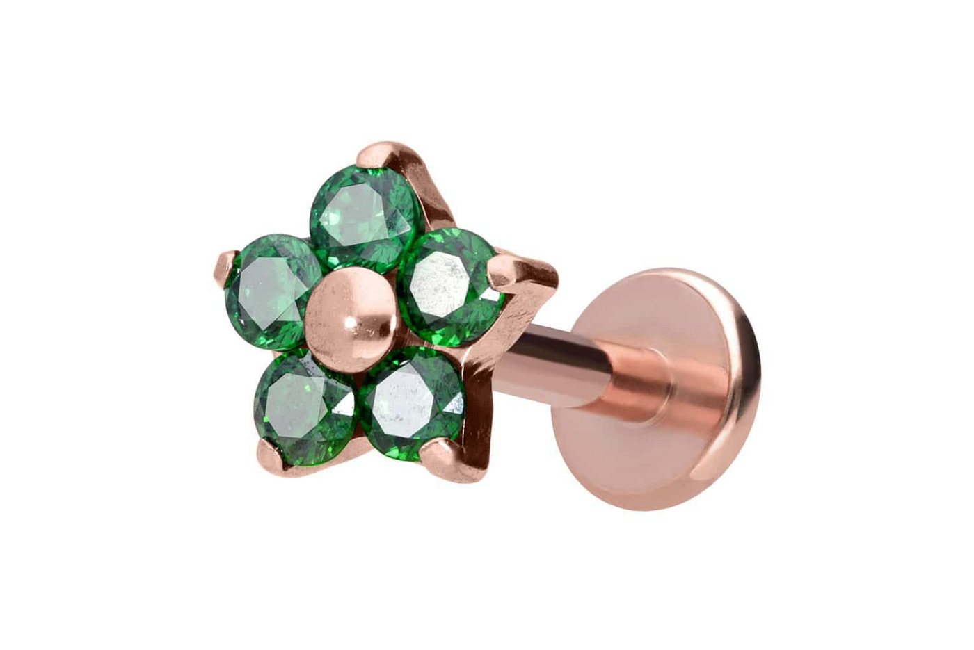 PIERCINGLINE Piercing-Set Titan Labret mit Innengewinde KRISTALLBLUME (Labrets / 1 Stk) von PIERCINGLINE