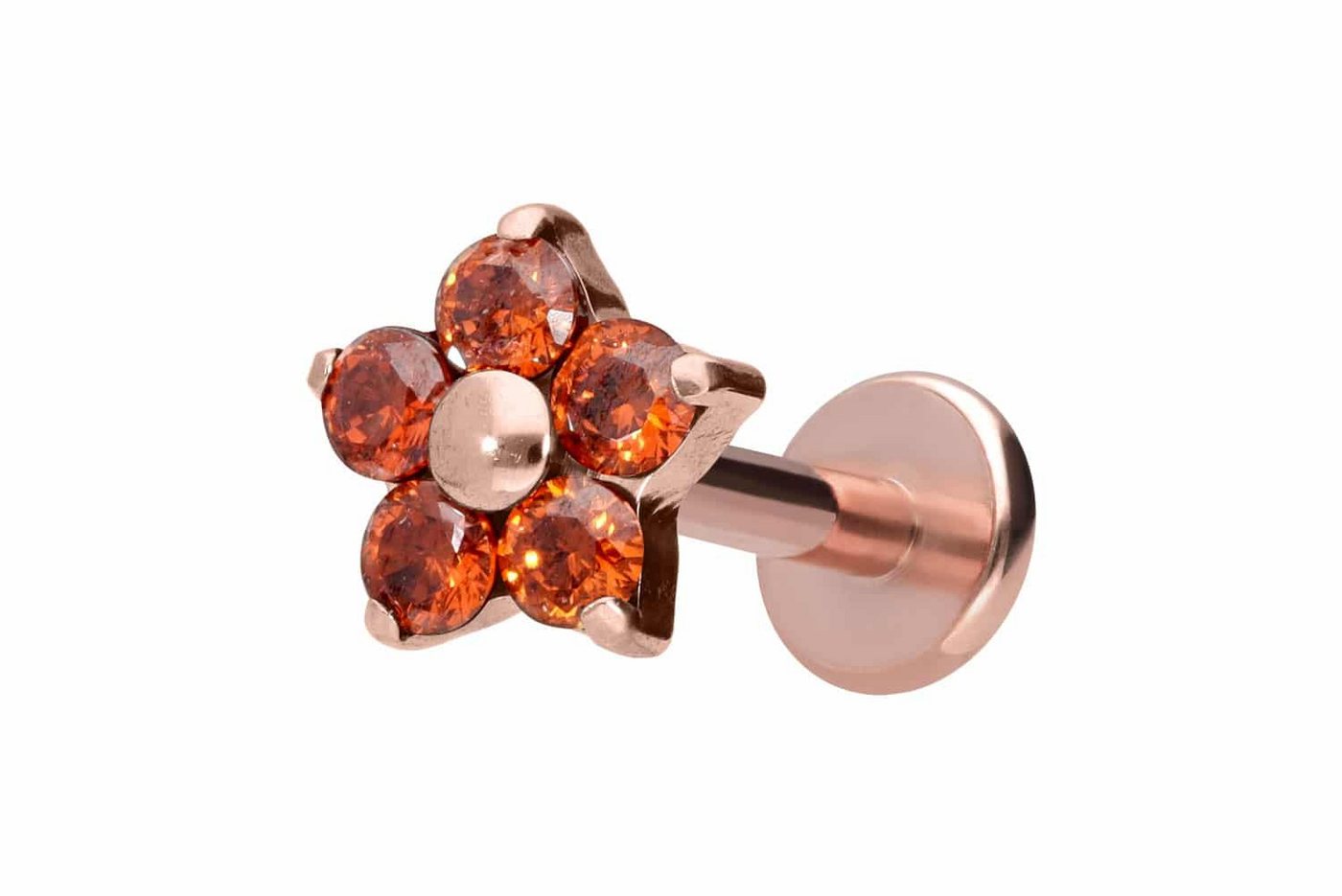 PIERCINGLINE Piercing-Set Titan Labret mit Innengewinde KRISTALLBLUME (Labrets / 1 Stk) von PIERCINGLINE