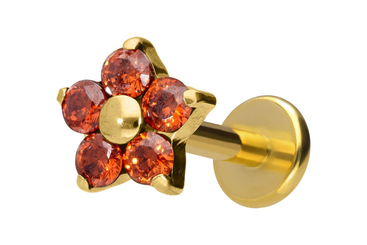 PIERCINGLINE Piercing-Set Titan Labret mit Innengewinde KRISTALLBLUME (Labrets / 1 Stk) von PIERCINGLINE