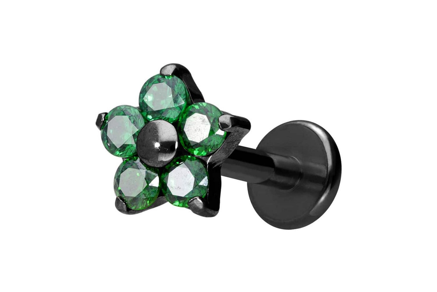 PIERCINGLINE Piercing-Set Titan Labret mit Innengewinde KRISTALLBLUME (Labrets / 1 Stk) von PIERCINGLINE