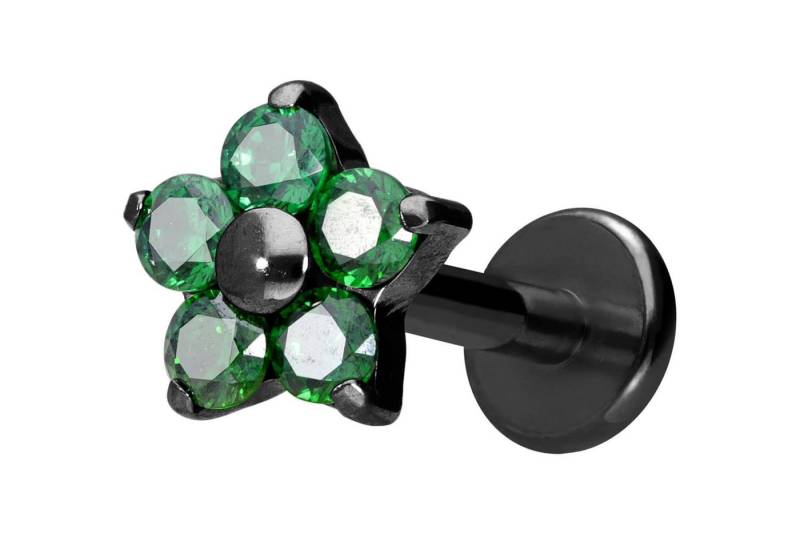 PIERCINGLINE Piercing-Set Titan Labret mit Innengewinde KRISTALLBLUME (Labrets / 1 Stk) von PIERCINGLINE