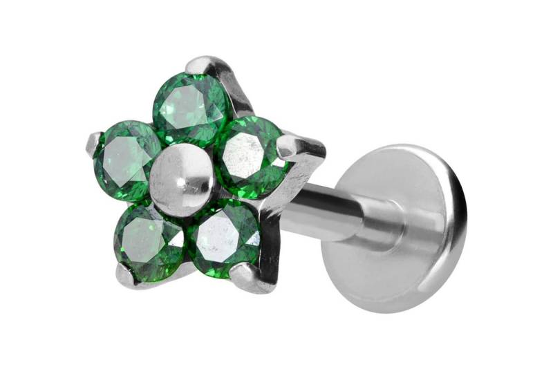 PIERCINGLINE Piercing-Set Titan Labret mit Innengewinde KRISTALLBLUME (Labrets / 1 Stk) von PIERCINGLINE