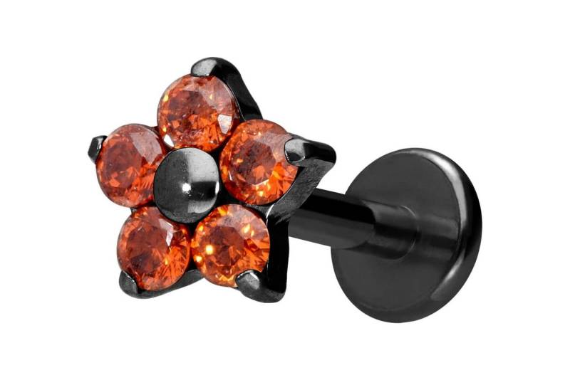 PIERCINGLINE Piercing-Set Titan Labret mit Innengewinde KRISTALLBLUME (Labrets / 1 Stk) von PIERCINGLINE