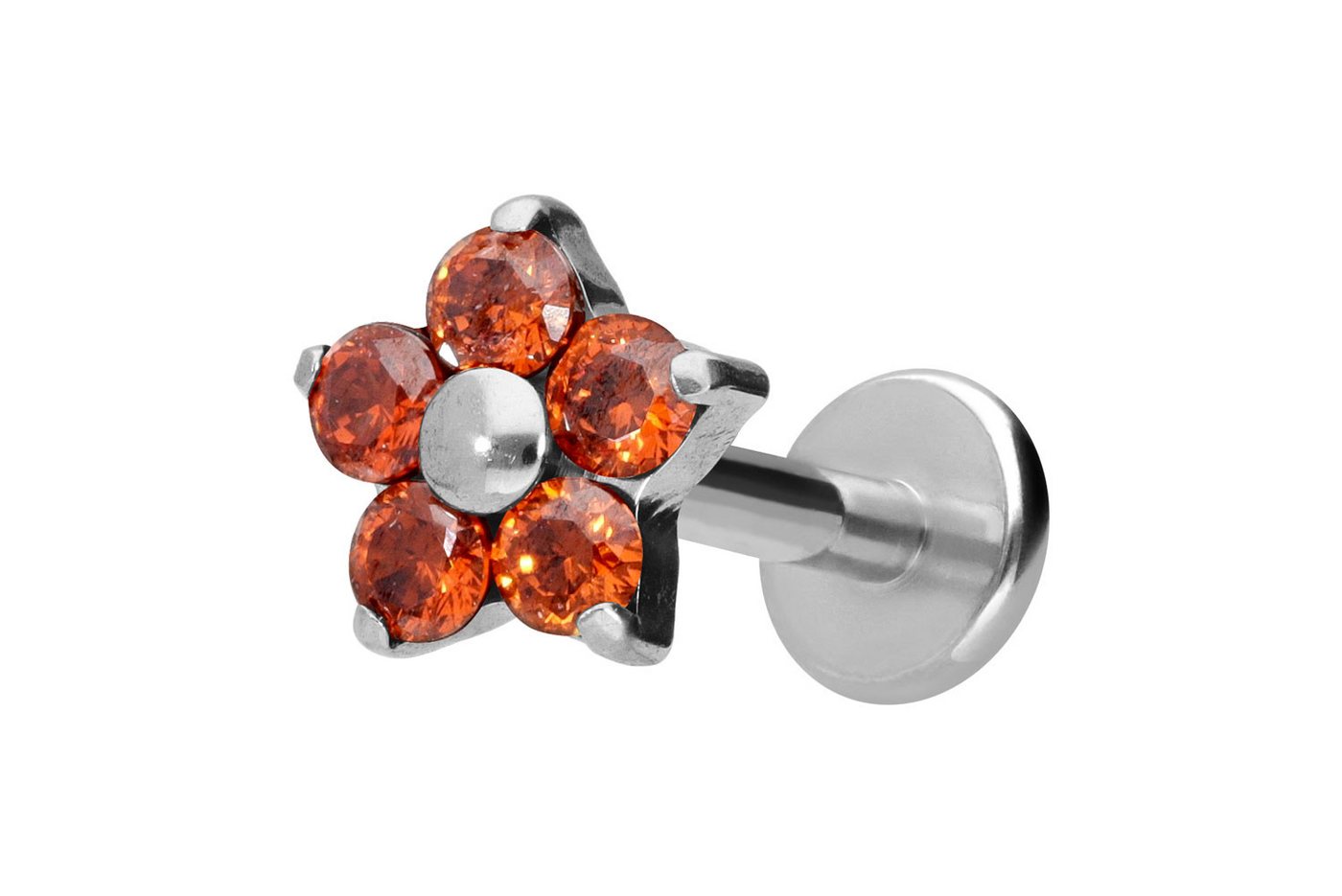 PIERCINGLINE Piercing-Set Titan Labret mit Innengewinde KRISTALLBLUME (Labrets / 1 Stk) von PIERCINGLINE