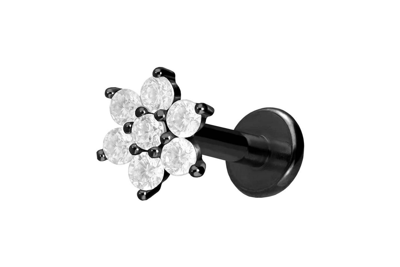 PIERCINGLINE Piercing-Set Titan Labret mit Innengewinde KRISTALLBLUME (Labrets / 1 Stk) von PIERCINGLINE