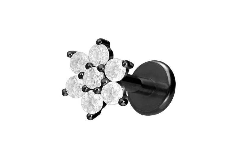 PIERCINGLINE Piercing-Set Titan Labret mit Innengewinde KRISTALLBLUME (Labrets / 1 Stk) von PIERCINGLINE