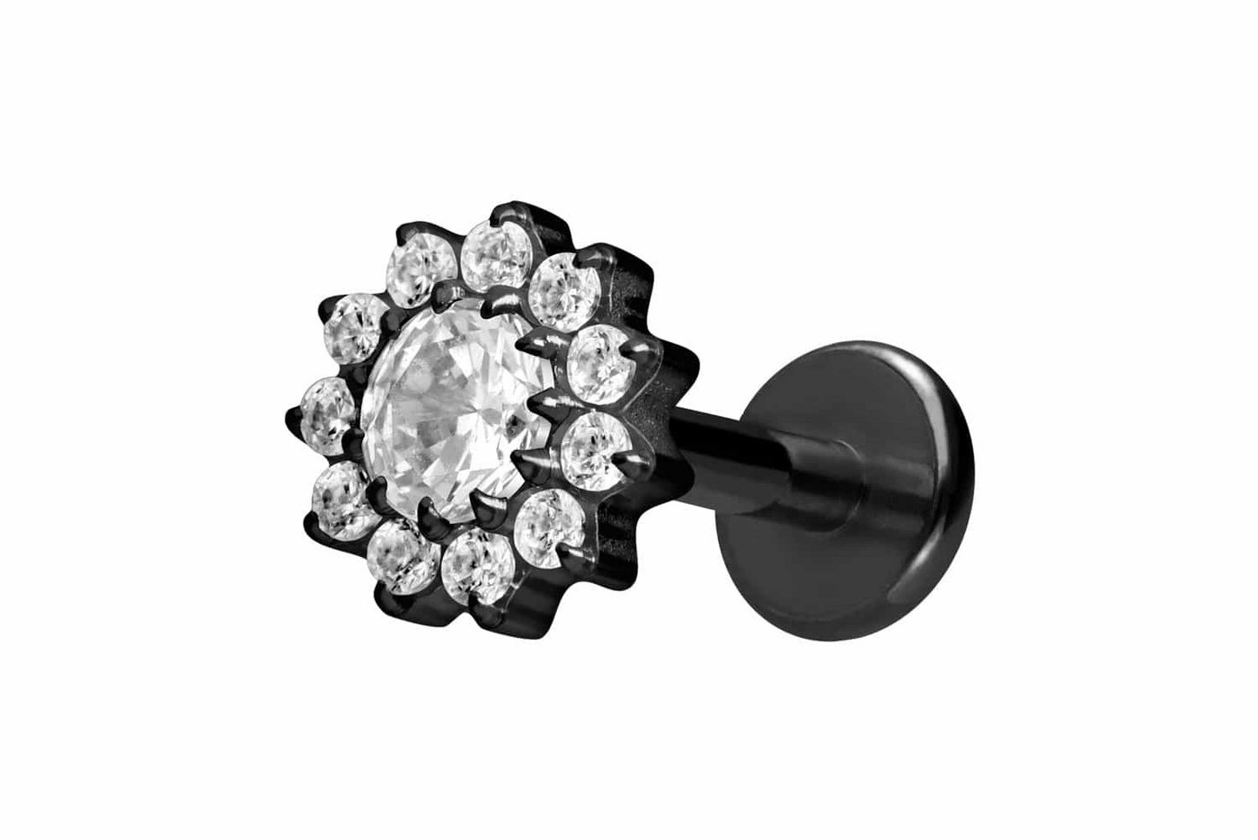 PIERCINGLINE Piercing-Set Titan Labret mit Innengewinde KRISTALLBLUME (Labrets / 1 Stk) von PIERCINGLINE