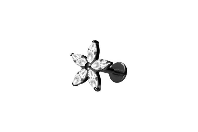 PIERCINGLINE Piercing-Set Titan Labret mit Innengewinde KRISTALLBLUME (Labrets / 1 Stk) von PIERCINGLINE