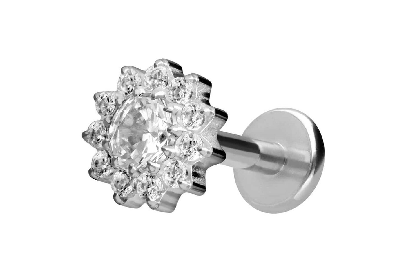 PIERCINGLINE Piercing-Set Titan Labret mit Innengewinde KRISTALLBLUME (Labrets, 1-tlg) von PIERCINGLINE