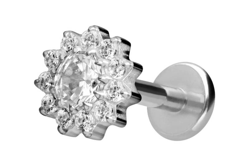 PIERCINGLINE Piercing-Set Titan Labret mit Innengewinde KRISTALLBLUME (Labrets / 1 Stk) von PIERCINGLINE