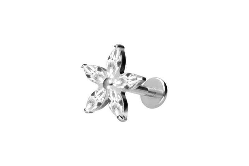 PIERCINGLINE Piercing-Set Titan Labret mit Innengewinde KRISTALLBLUME (Labrets / 1 Stk) von PIERCINGLINE