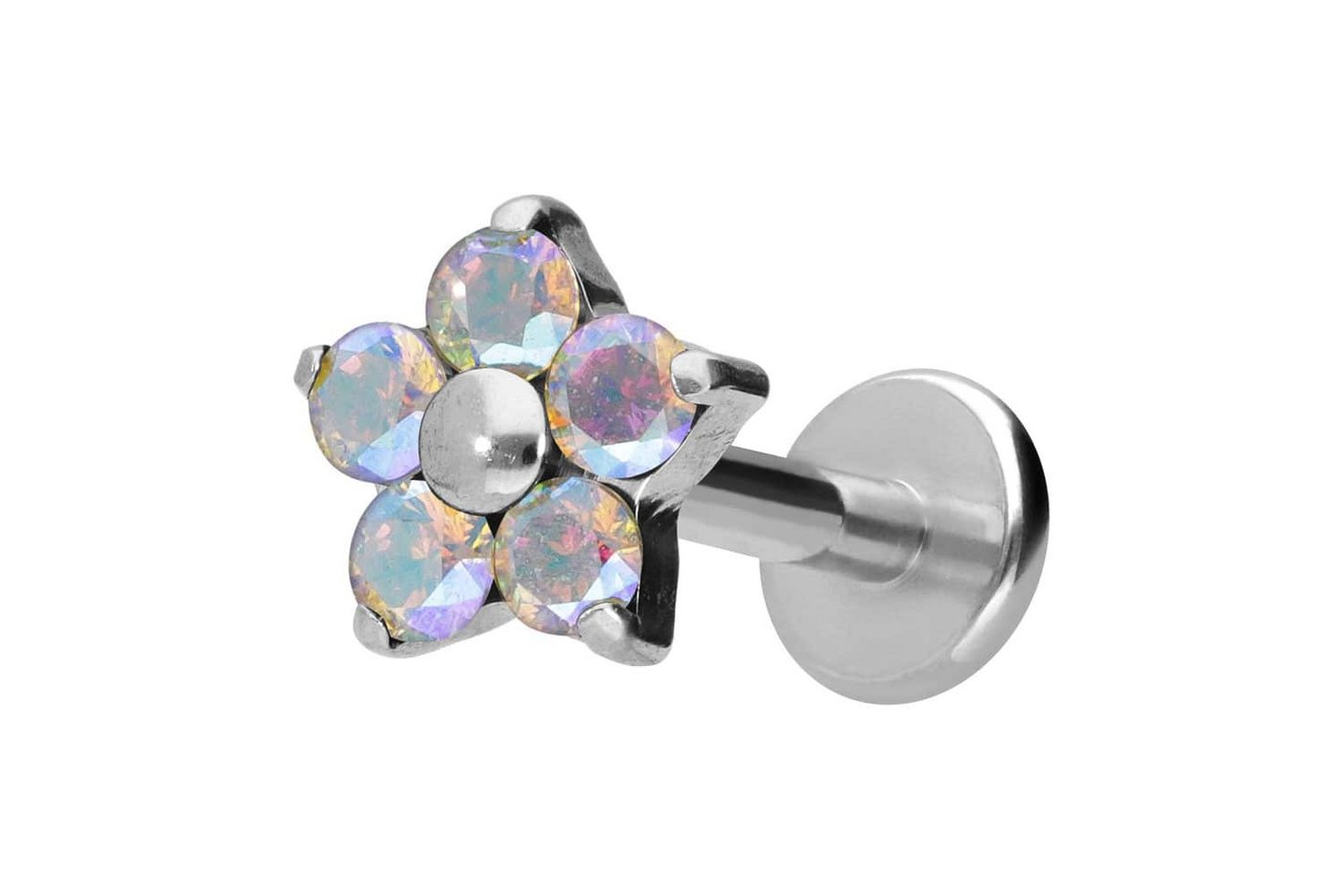 PIERCINGLINE Piercing-Set Titan Labret mit Innengewinde KRISTALLBLUME (Labrets, 1-tlg) von PIERCINGLINE