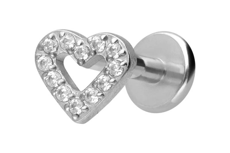 PIERCINGLINE Piercing-Set Titan Labret mit Innengewinde KRISTALLHERZ (Labrets / 1 Stk) von PIERCINGLINE