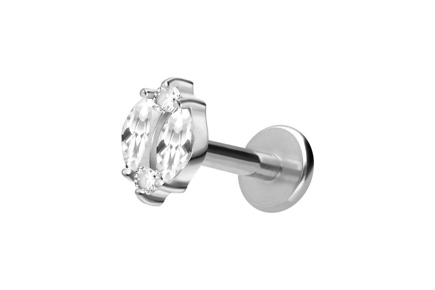 PIERCINGLINE Piercing-Set Titan Labret mit Innengewinde KRISTALLORNAMENT (Labrets / 1 Stk) von PIERCINGLINE