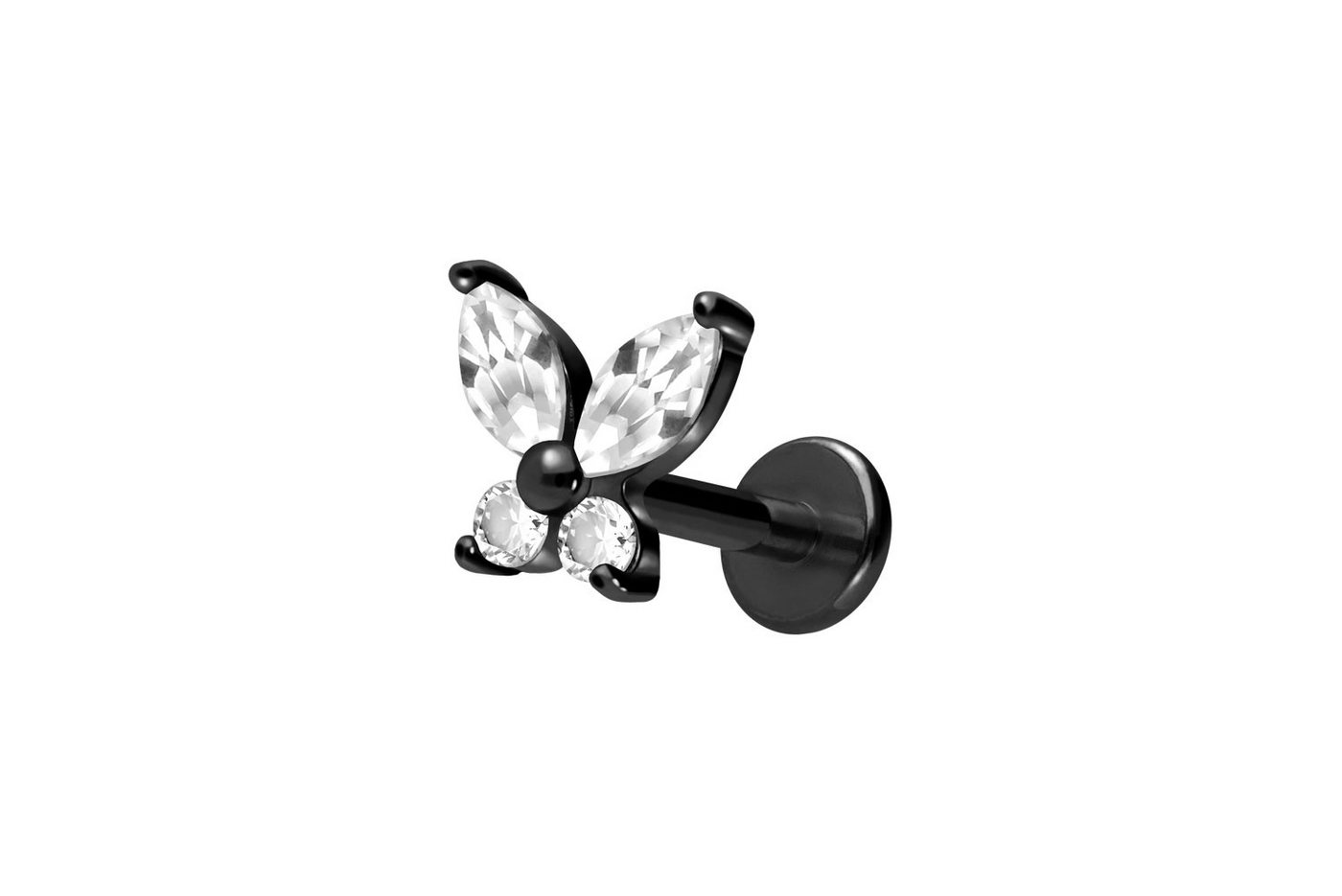 PIERCINGLINE Piercing-Set Titan Labret mit Innengewinde KRISTALLSCHMETTERLING (Labrets / 1 Stk) von PIERCINGLINE