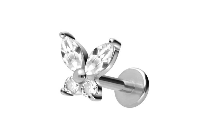 PIERCINGLINE Piercing-Set Titan Labret mit Innengewinde KRISTALLSCHMETTERLING (Labrets / 1 Stk) von PIERCINGLINE