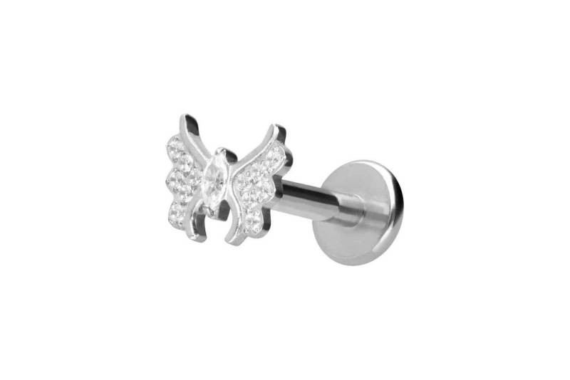 PIERCINGLINE Piercing-Set Titan Labret mit Innengewinde KRISTALLSCHMETTERLING (Labrets / 1 Stk) von PIERCINGLINE