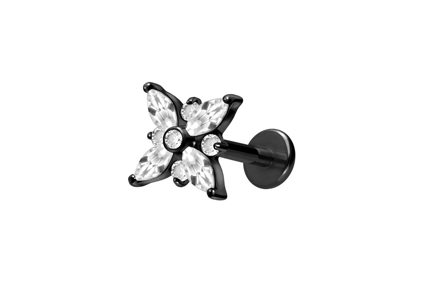 PIERCINGLINE Piercing-Set Titan Labret mit Innengewinde KRISTALLSTERN (Labrets / 1 Stk) von PIERCINGLINE