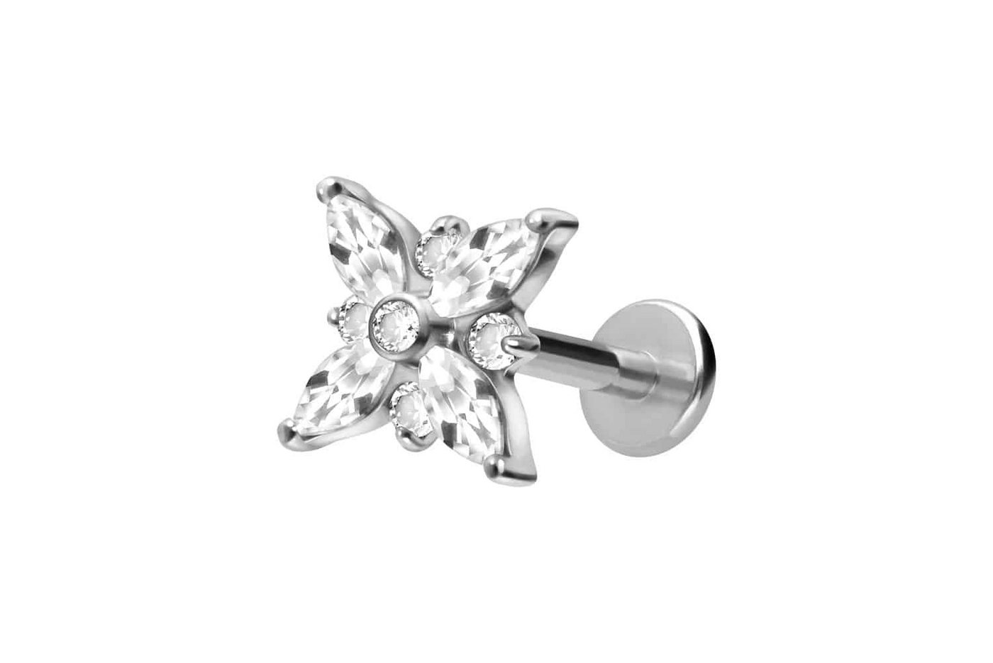 PIERCINGLINE Piercing-Set Titan Labret mit Innengewinde KRISTALLSTERN (Labrets, 1-tlg) von PIERCINGLINE