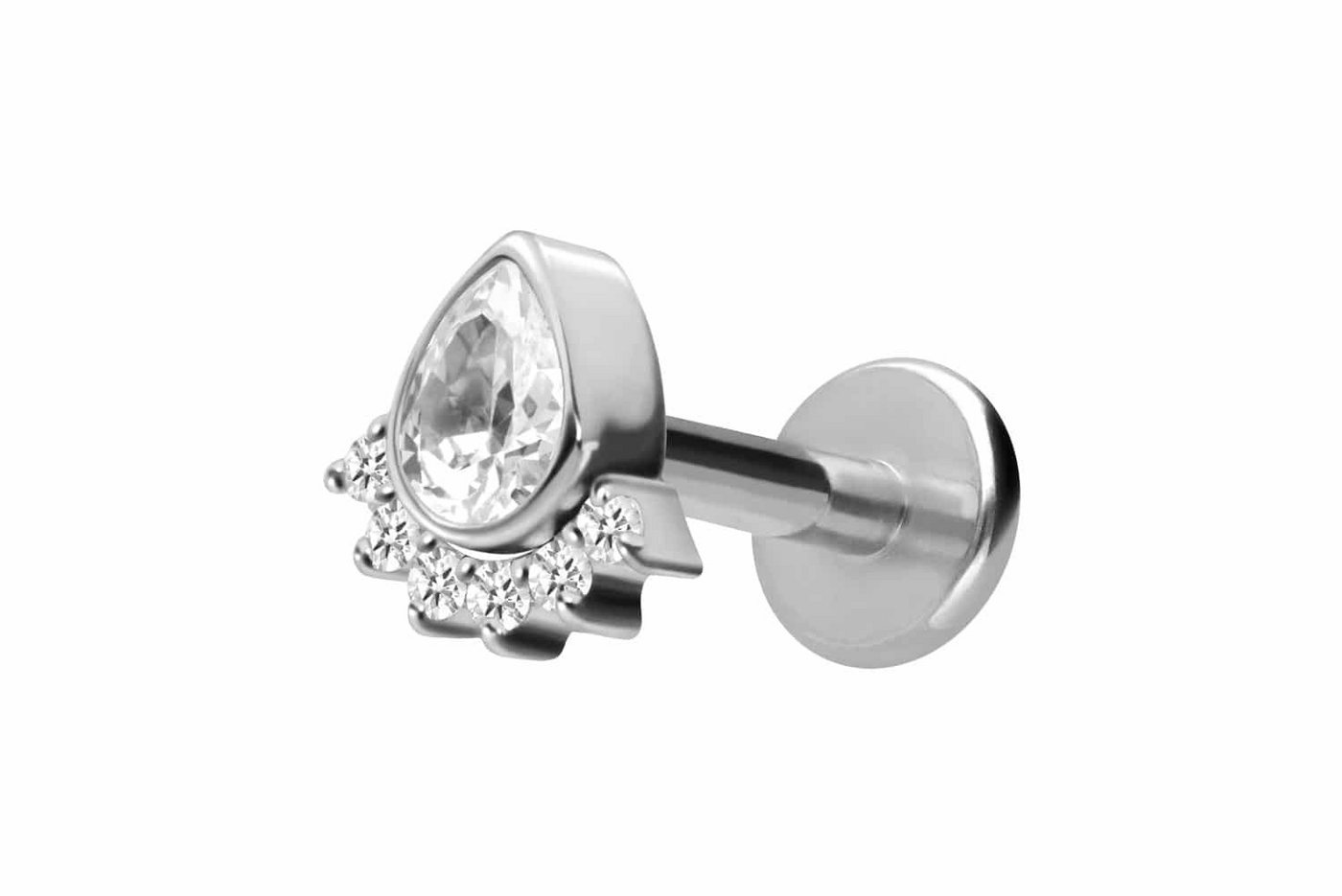 PIERCINGLINE Piercing-Set Titan Labret mit Innengewinde KRISTALLTROPFEN + 6 KRISTALLE (Labrets / 1 Stk) von PIERCINGLINE