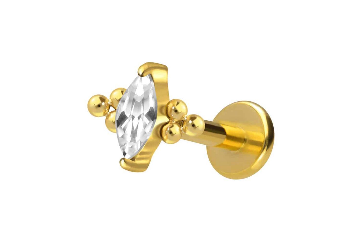 PIERCINGLINE Piercing-Set Titan Labret mit Innengewinde KRISTALLTROPFEN + 6 KUGELN (Labrets / 1 Stk) von Piercingline